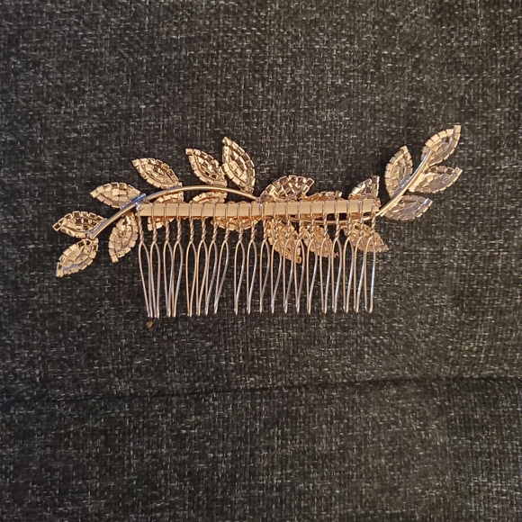 Wedding hair comb. Rose gold, rhinestone - Picture 2 of 2